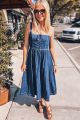 Lace Up Denim Dress